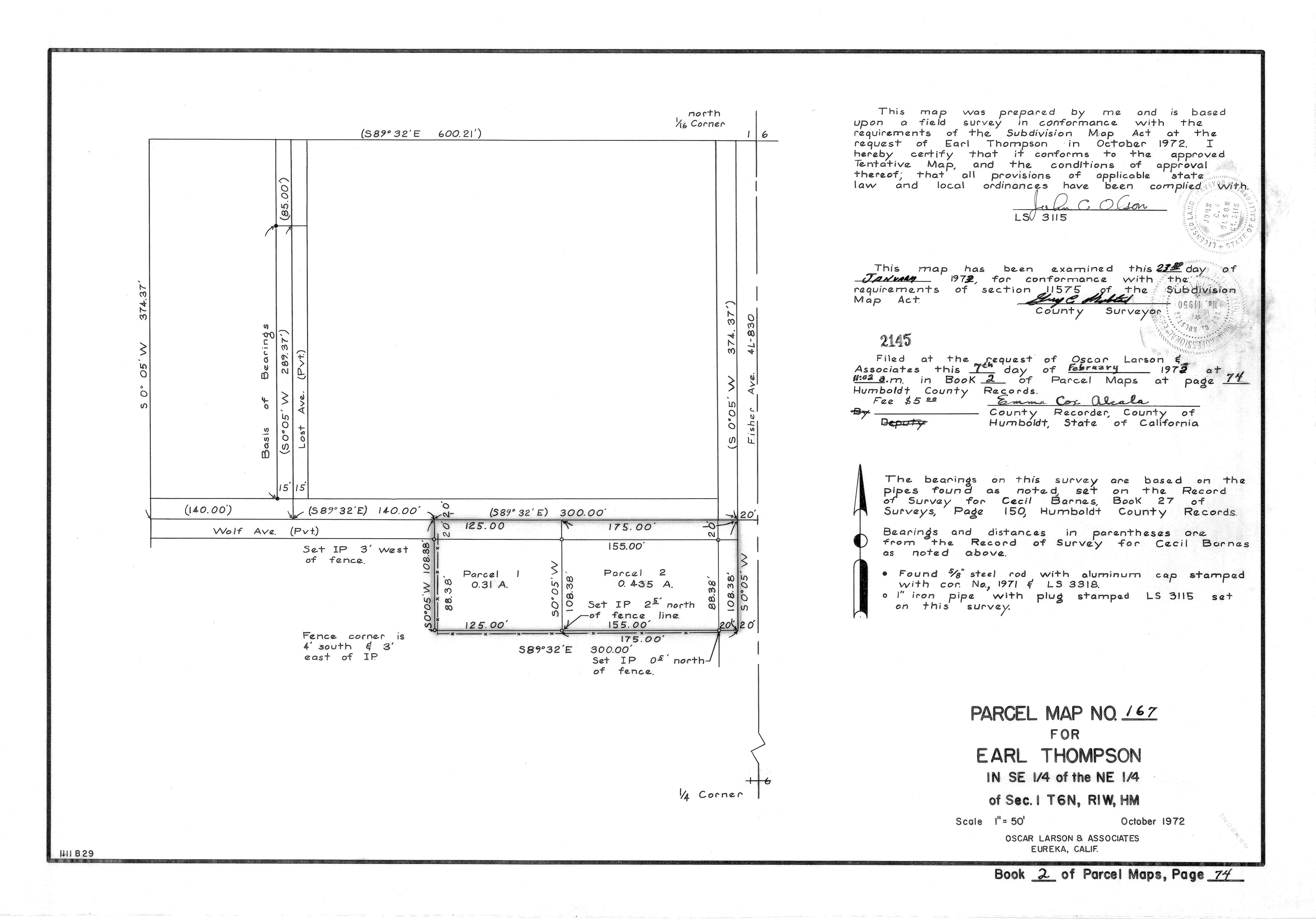 Book 2 Page 74 of Map Type PM