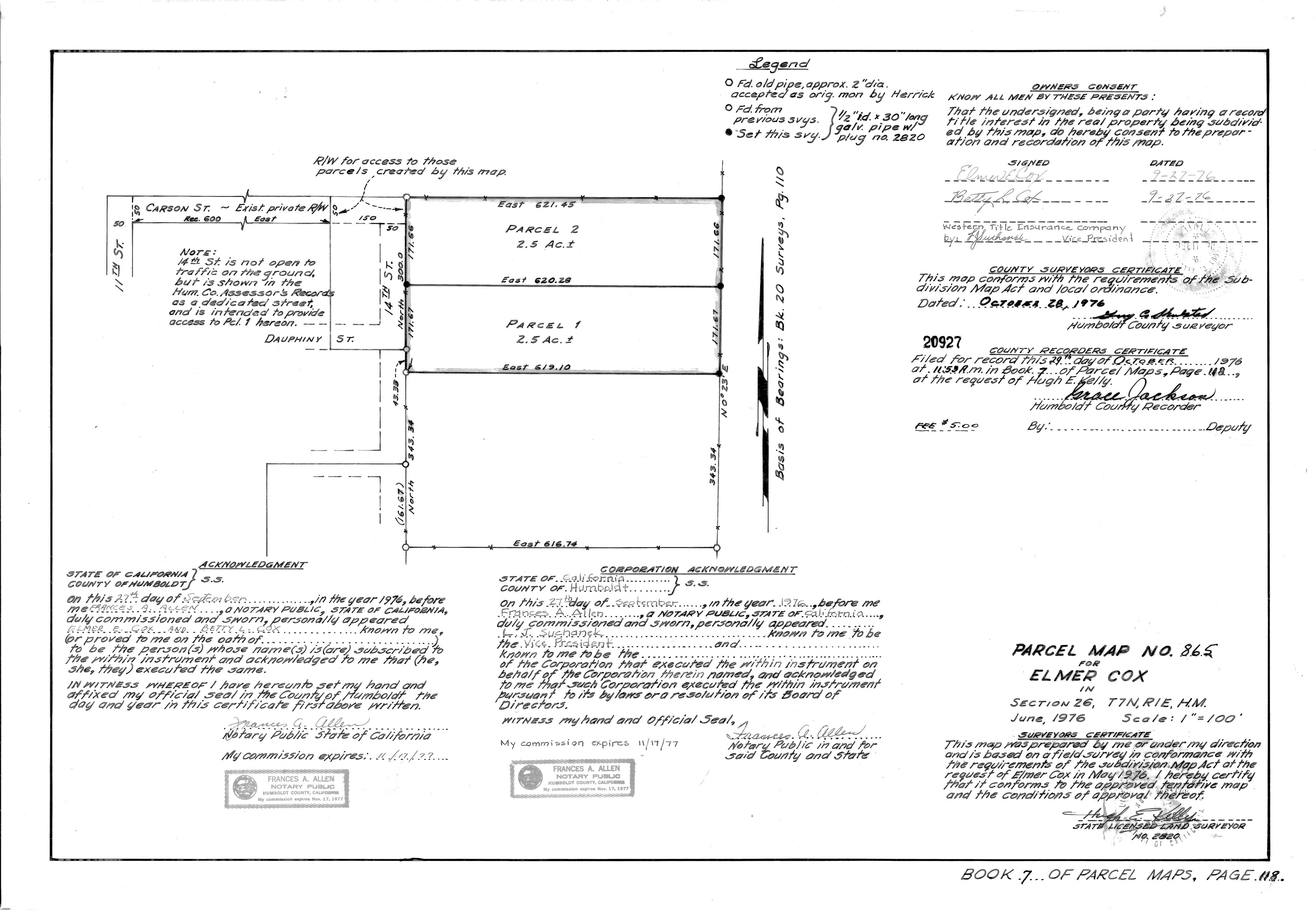 Book 7 Page 118 of Map Type PM