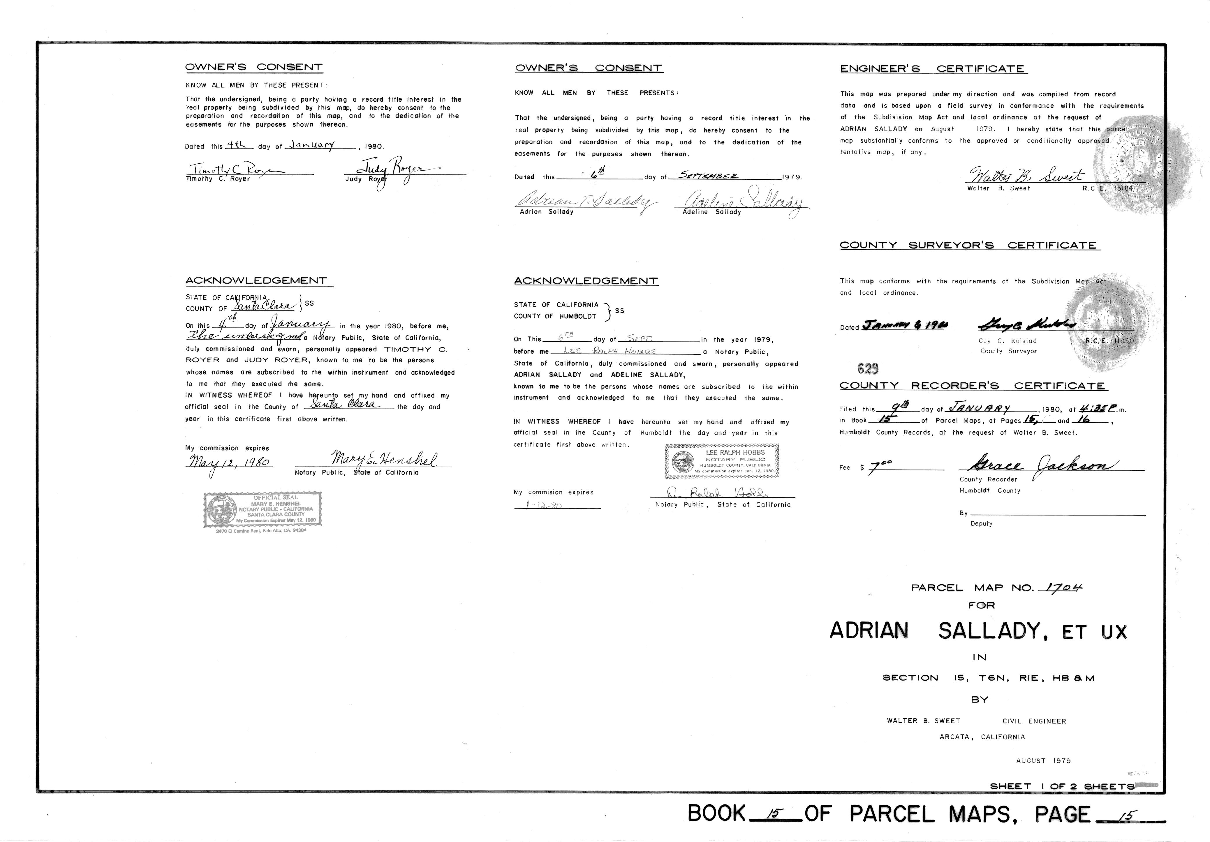 Book 15 Page 15 of Map Type PM