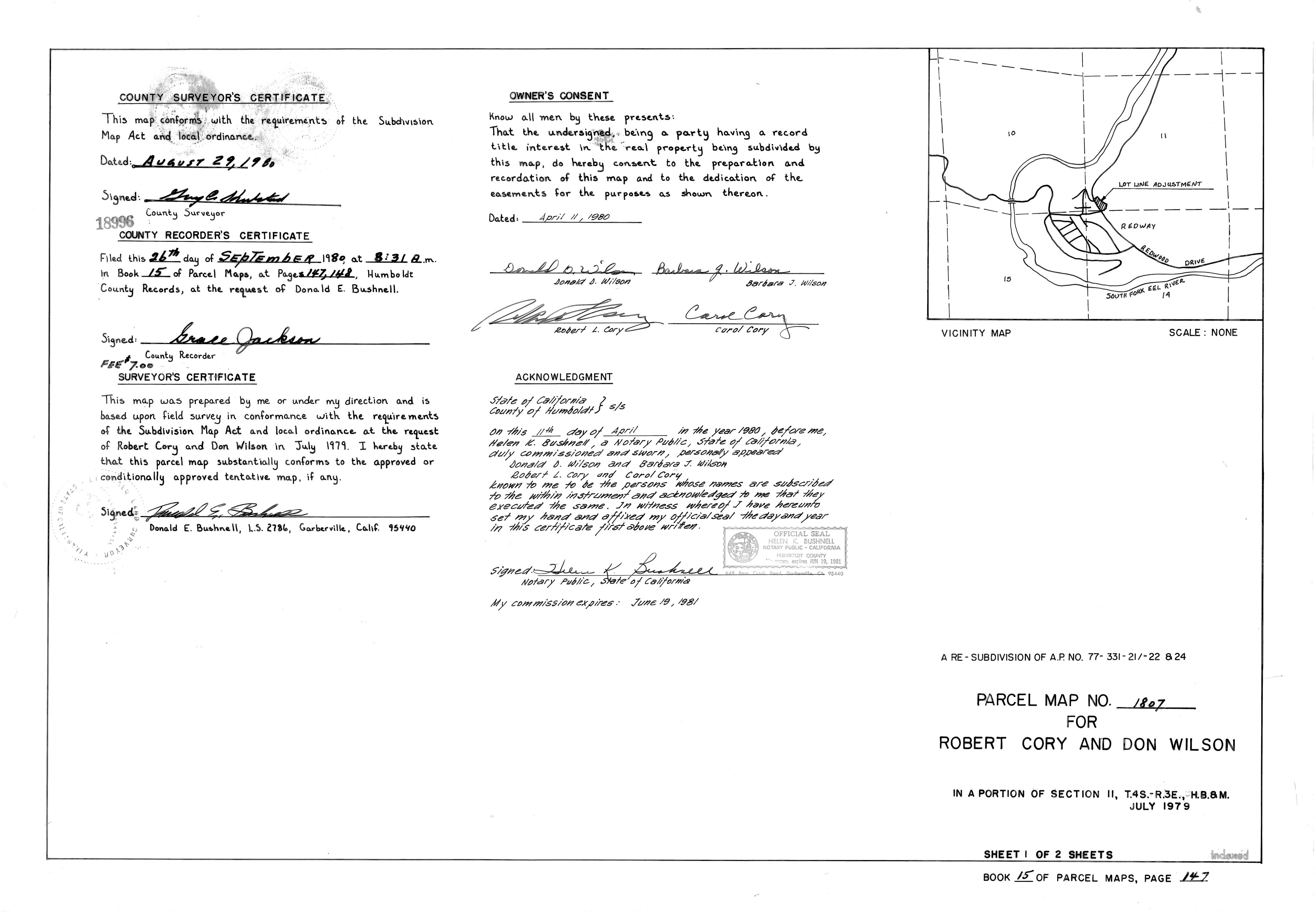 Book 15 Page 147 of Map Type PM