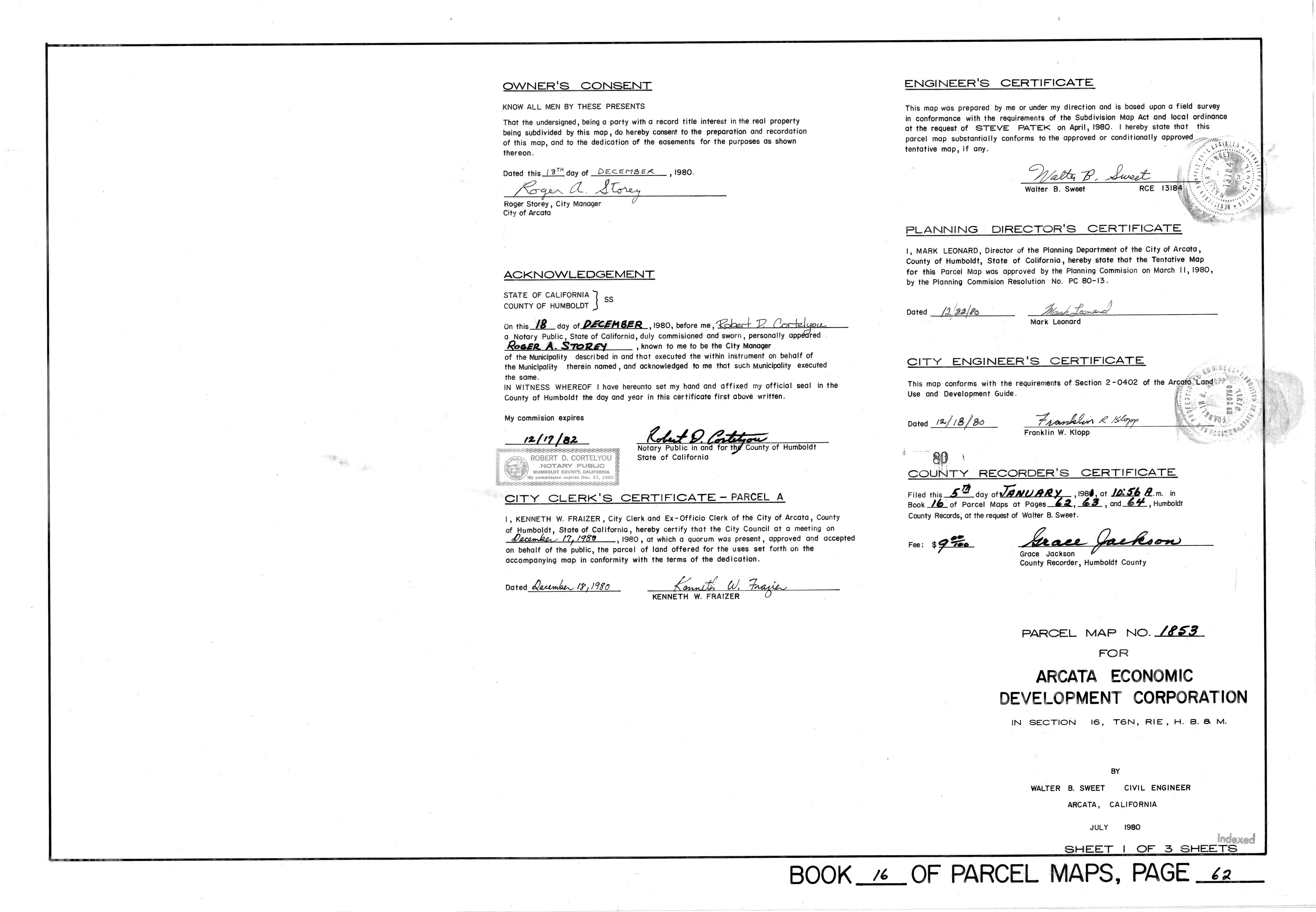 Book 16 Page 62 of Map Type PM