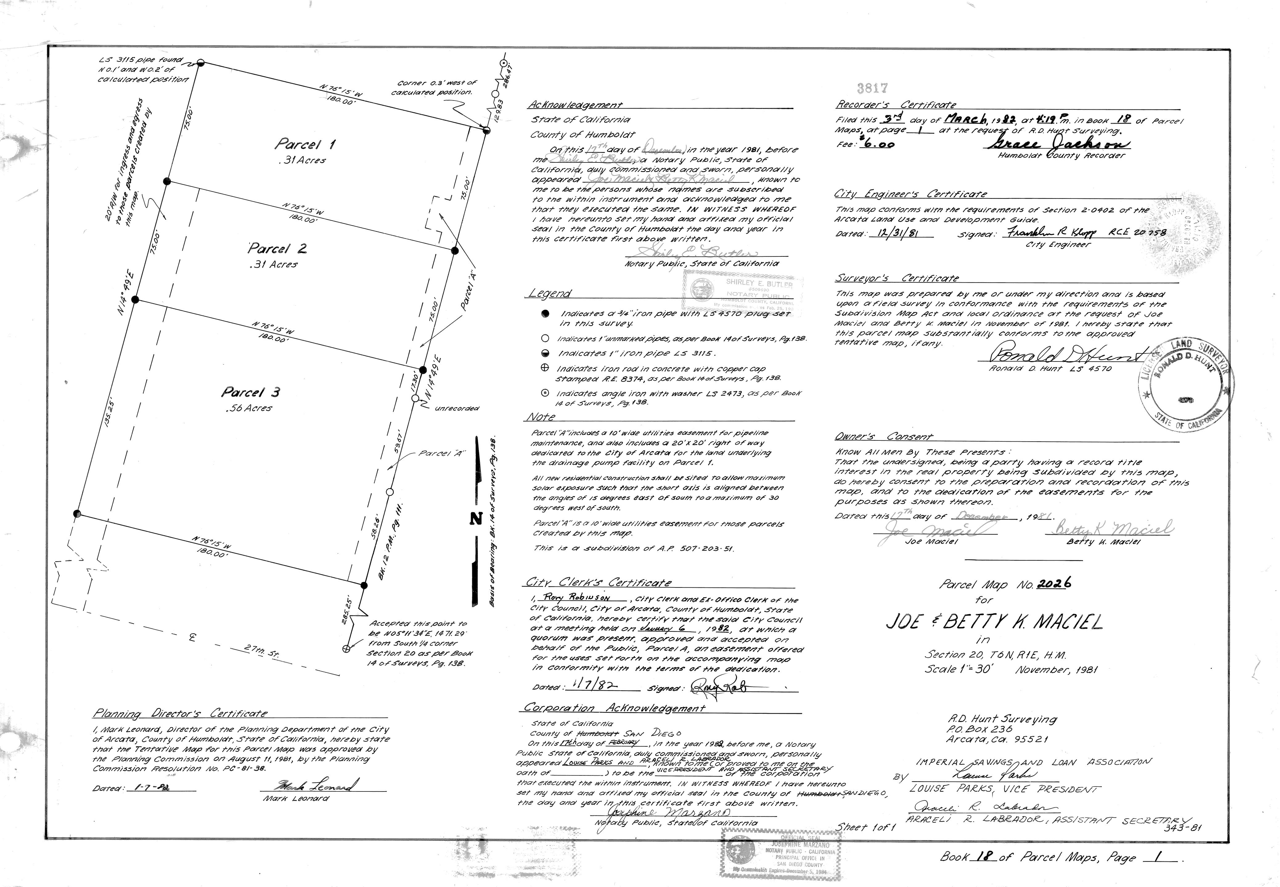 Book 18 Page 1 of Map Type PM