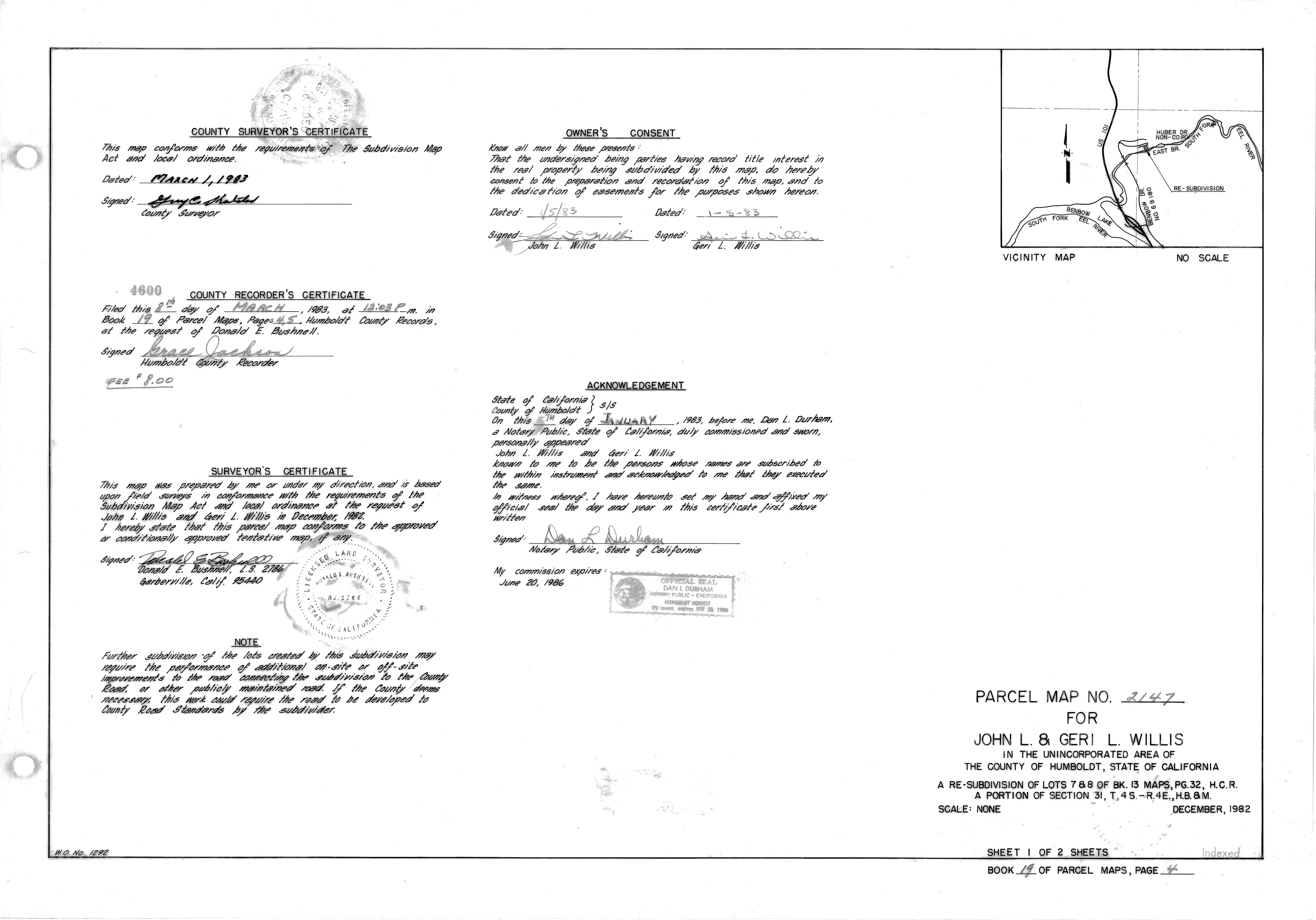 Book 19 Page 4 of Map Type PM