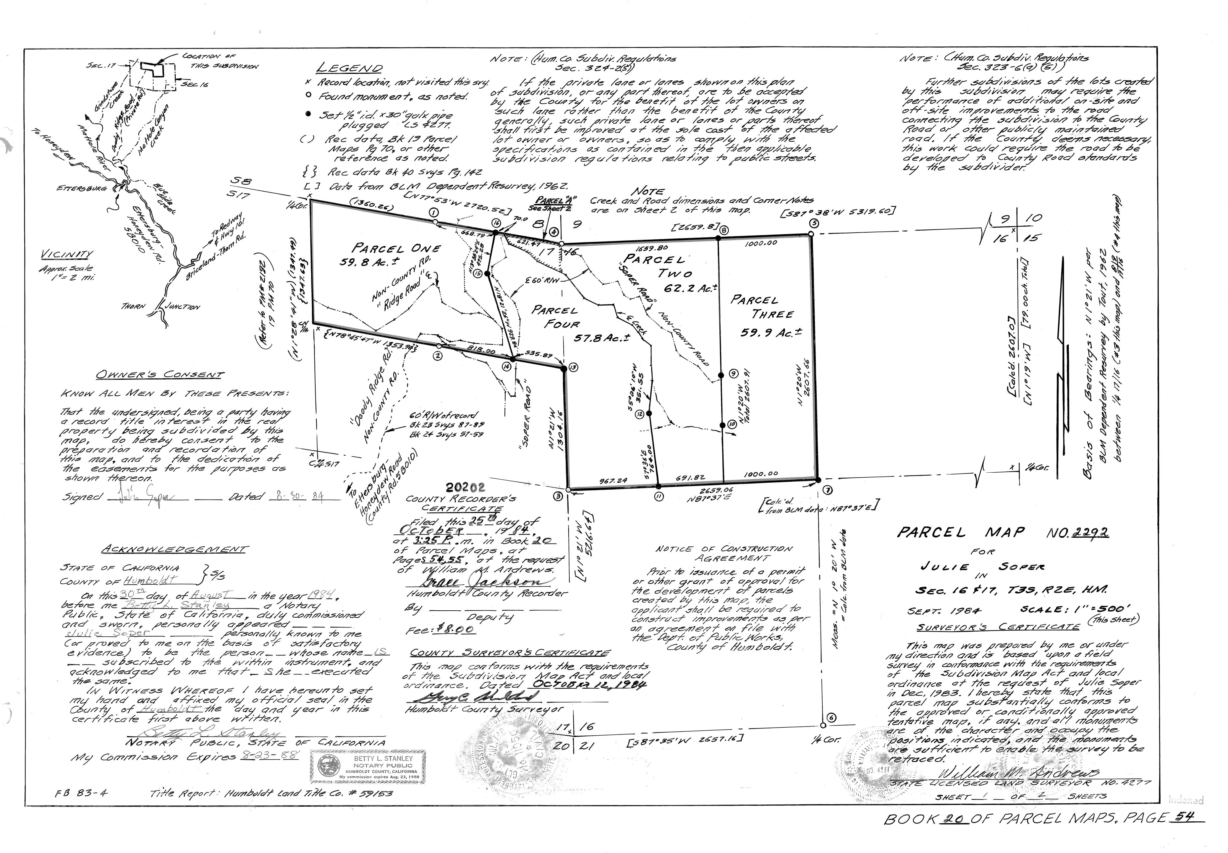 Book 20 Page 54 of Map Type PM