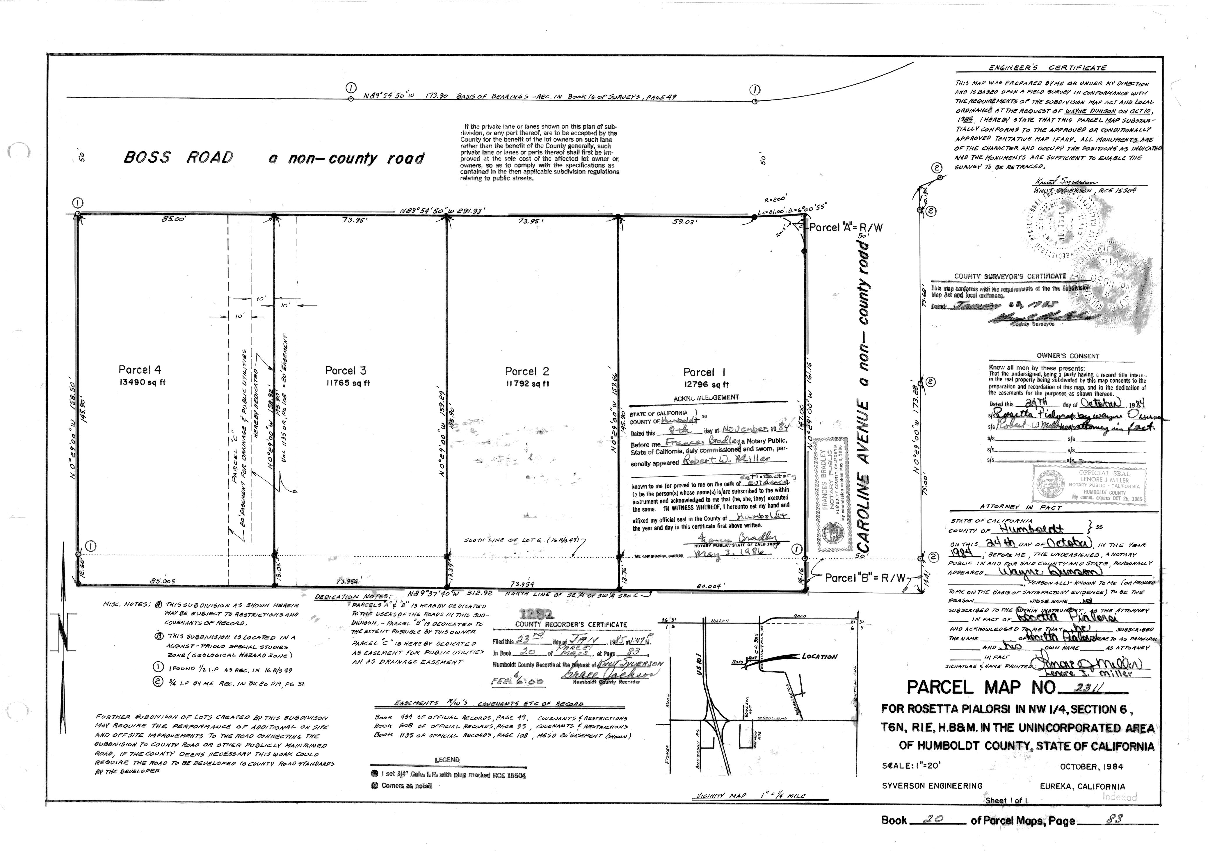 Book 20 Page 83 of Map Type PM