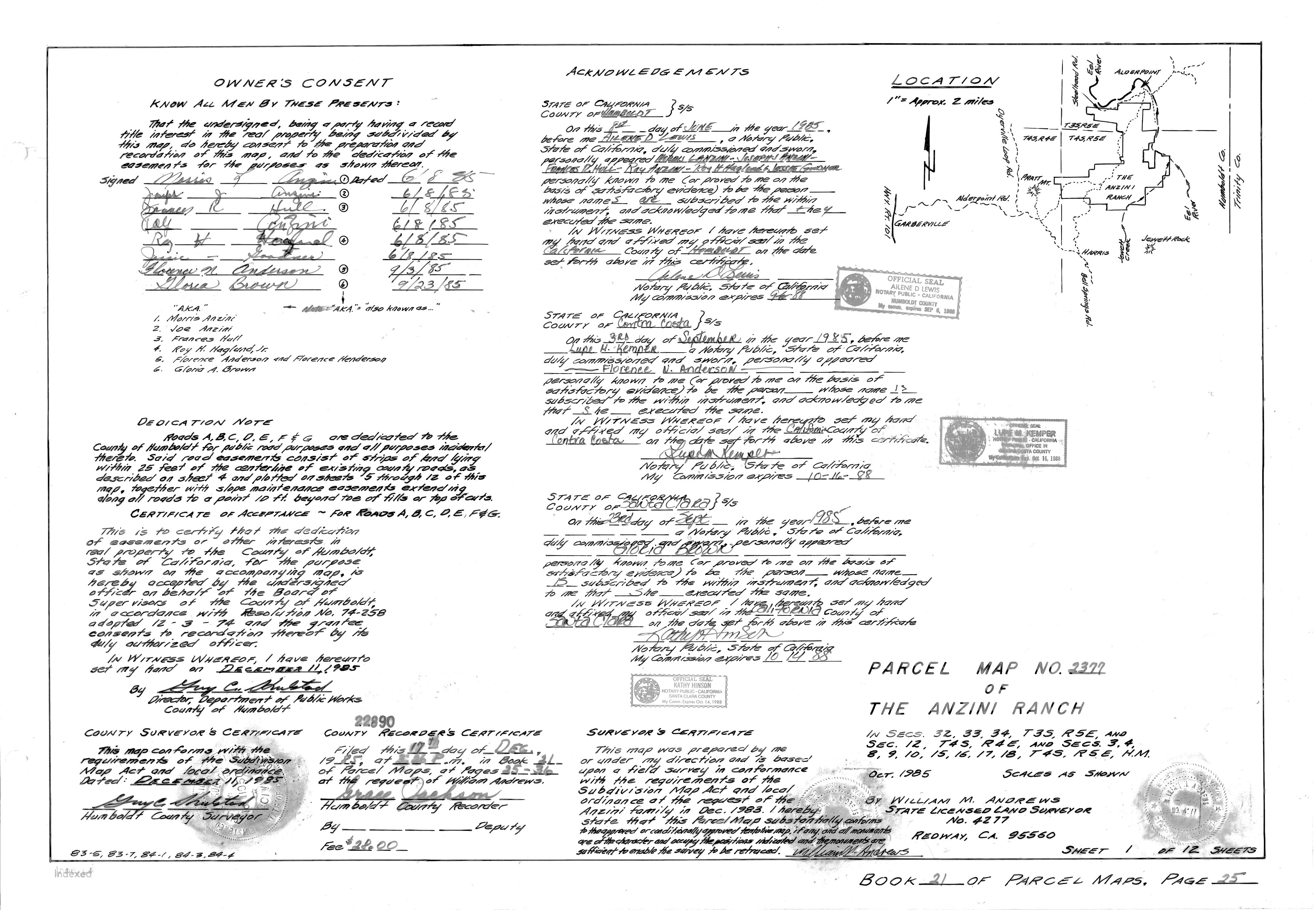 Book 21 Page 25 of Map Type PM