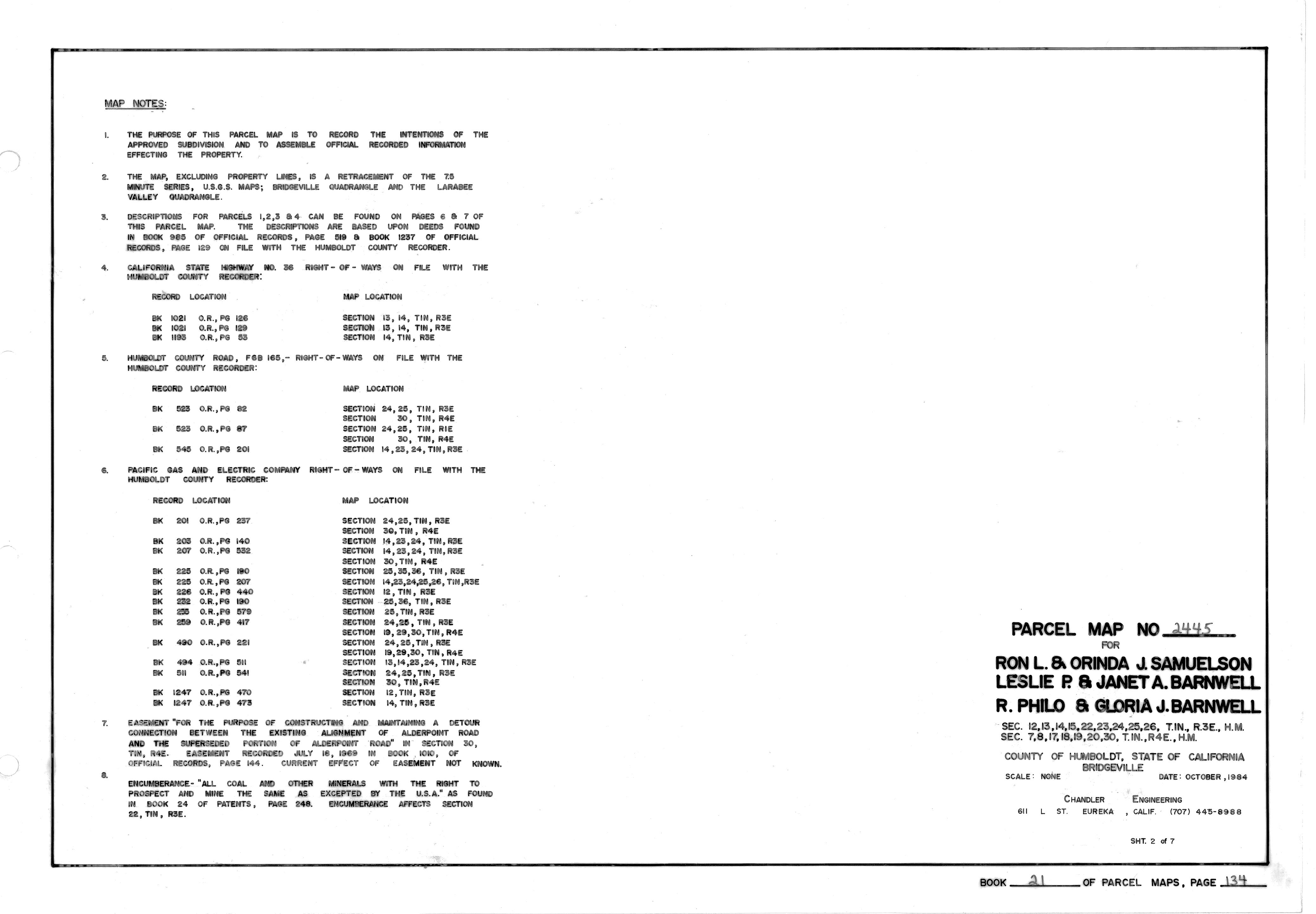 Book 21 Page 134 of Map Type PM