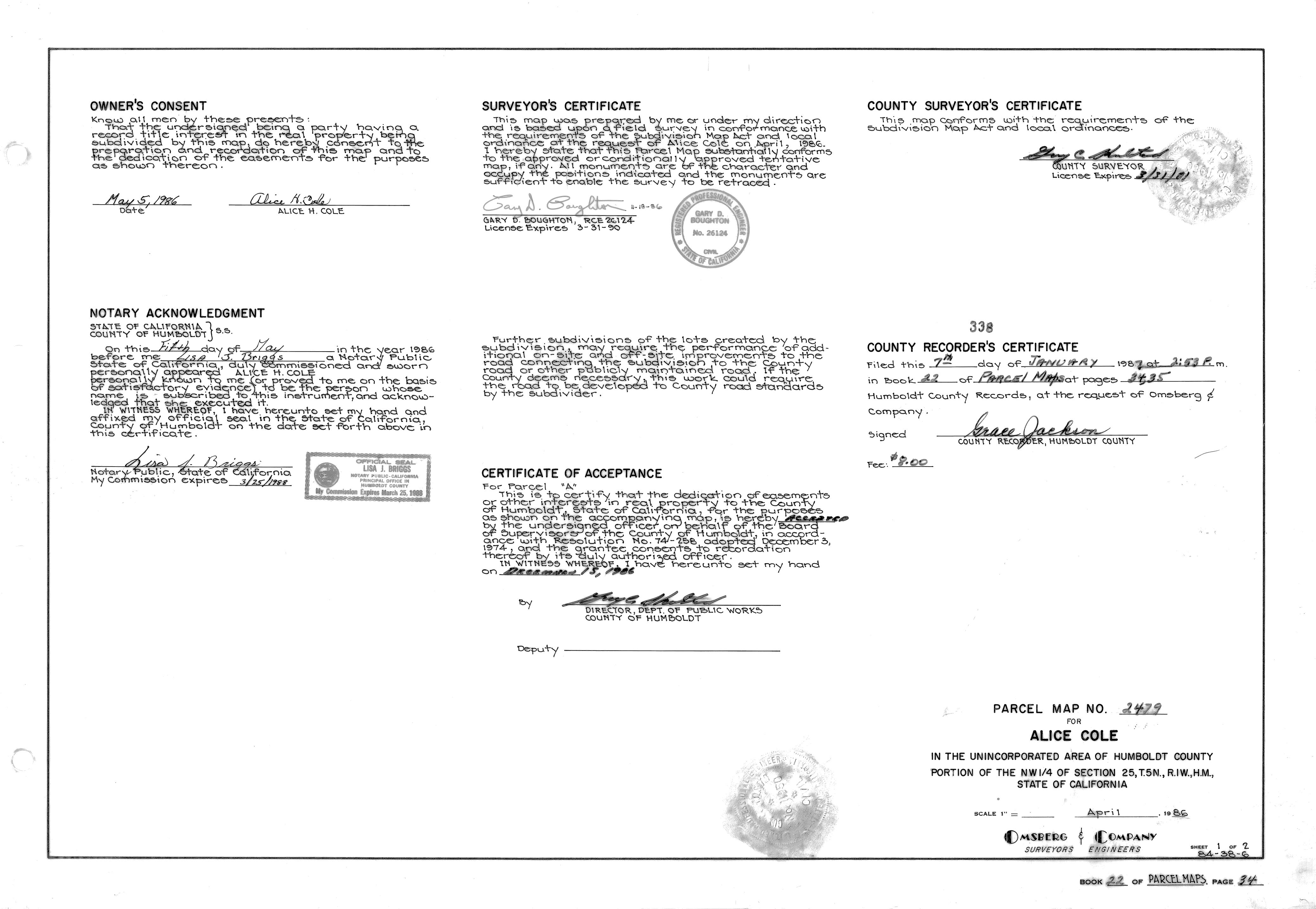 Book 22 Page 34 of Map Type PM