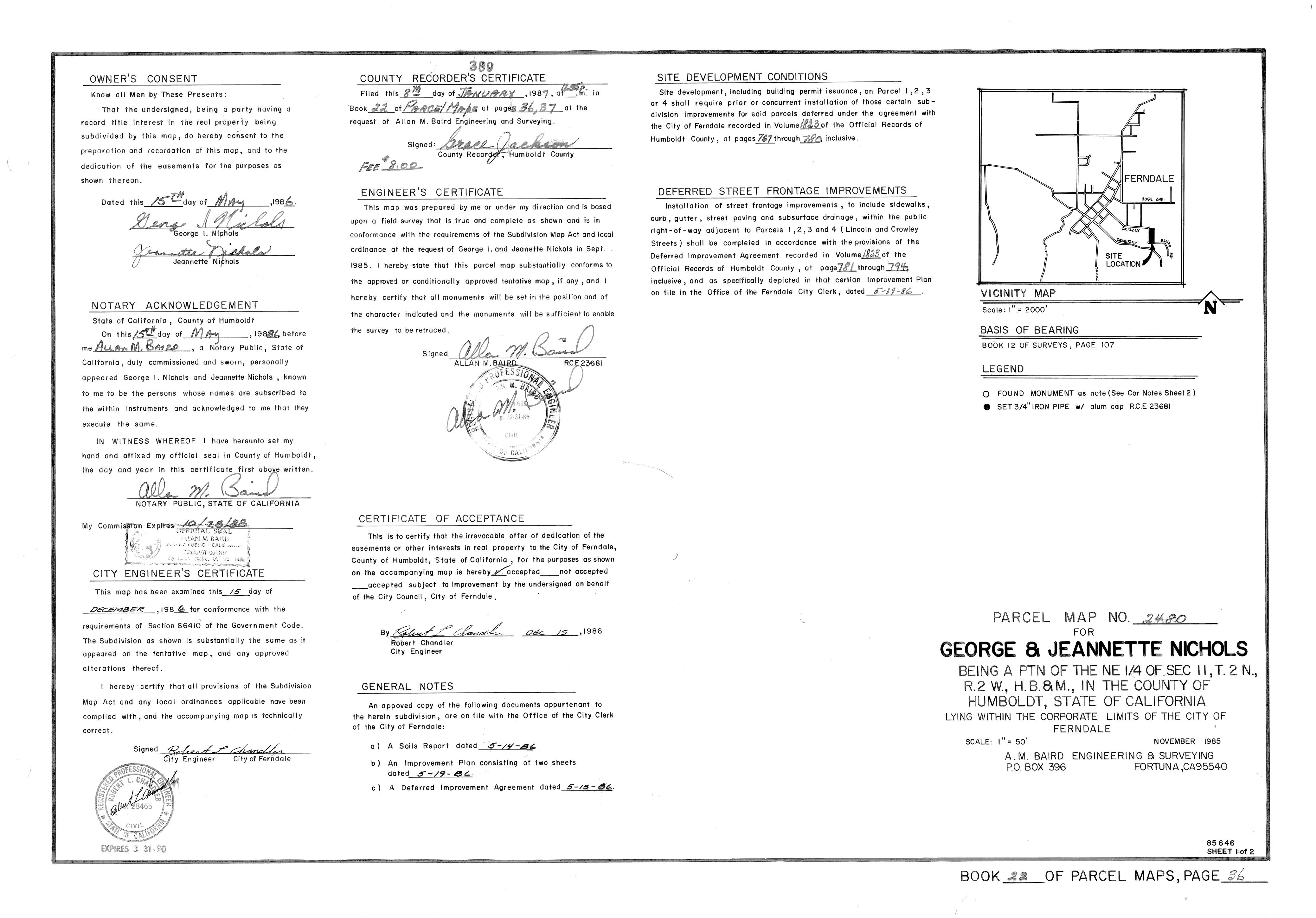 Book 22 Page 36 of Map Type PM