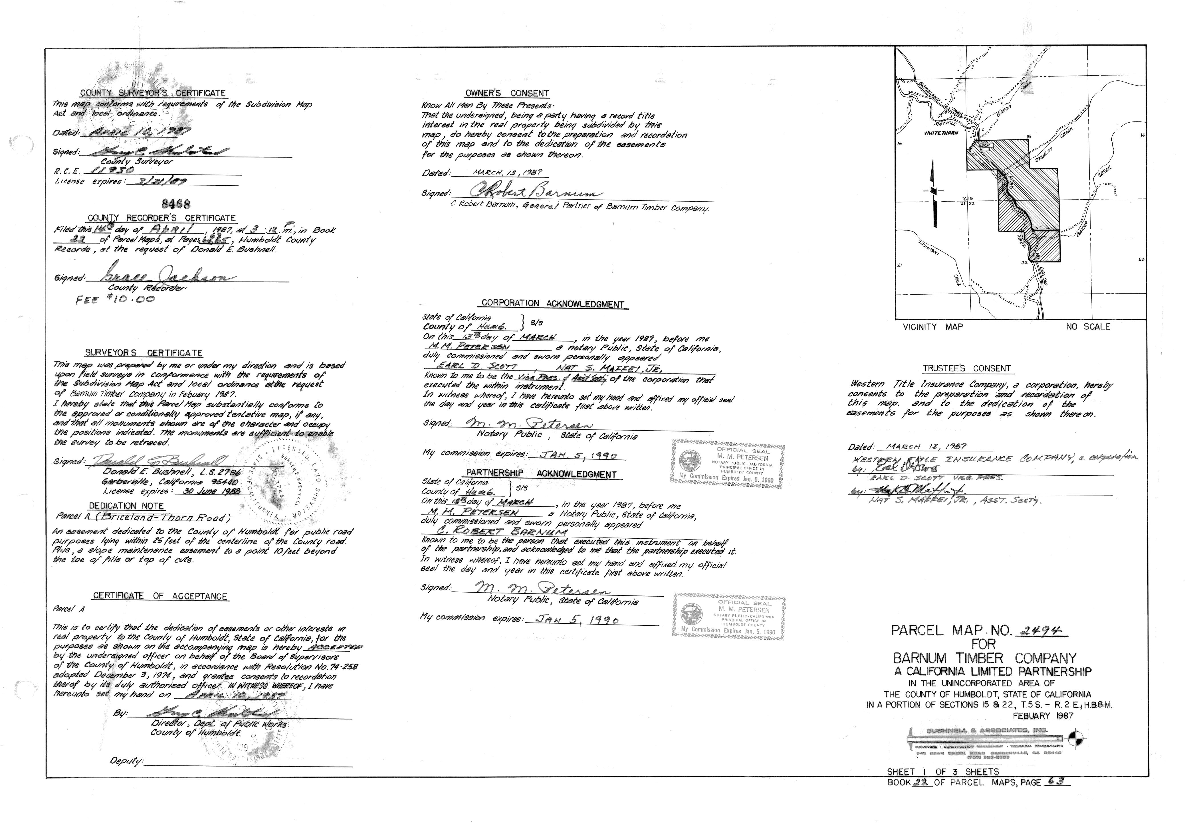 Book 22 Page 63 of Map Type PM