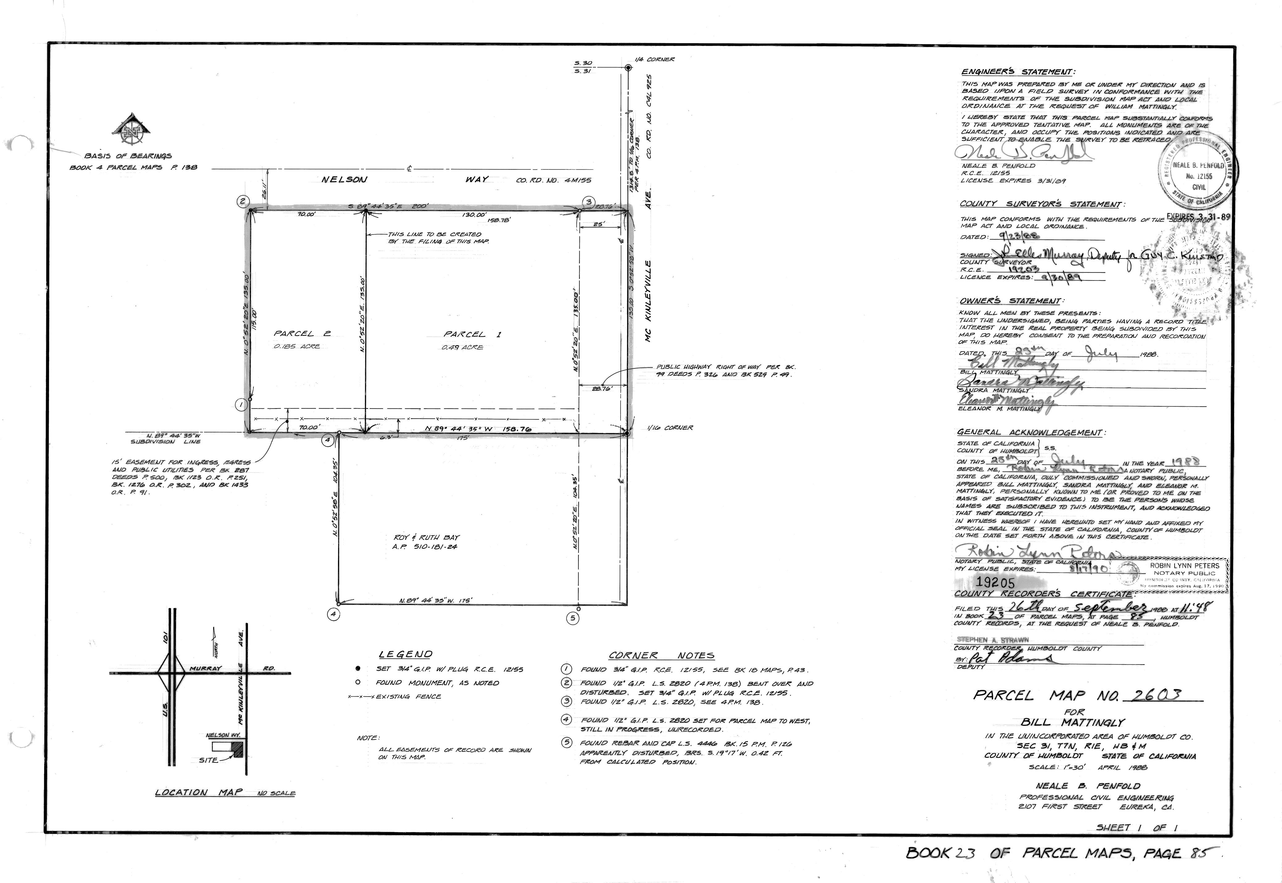 Book 23 Page 85 of Map Type PM