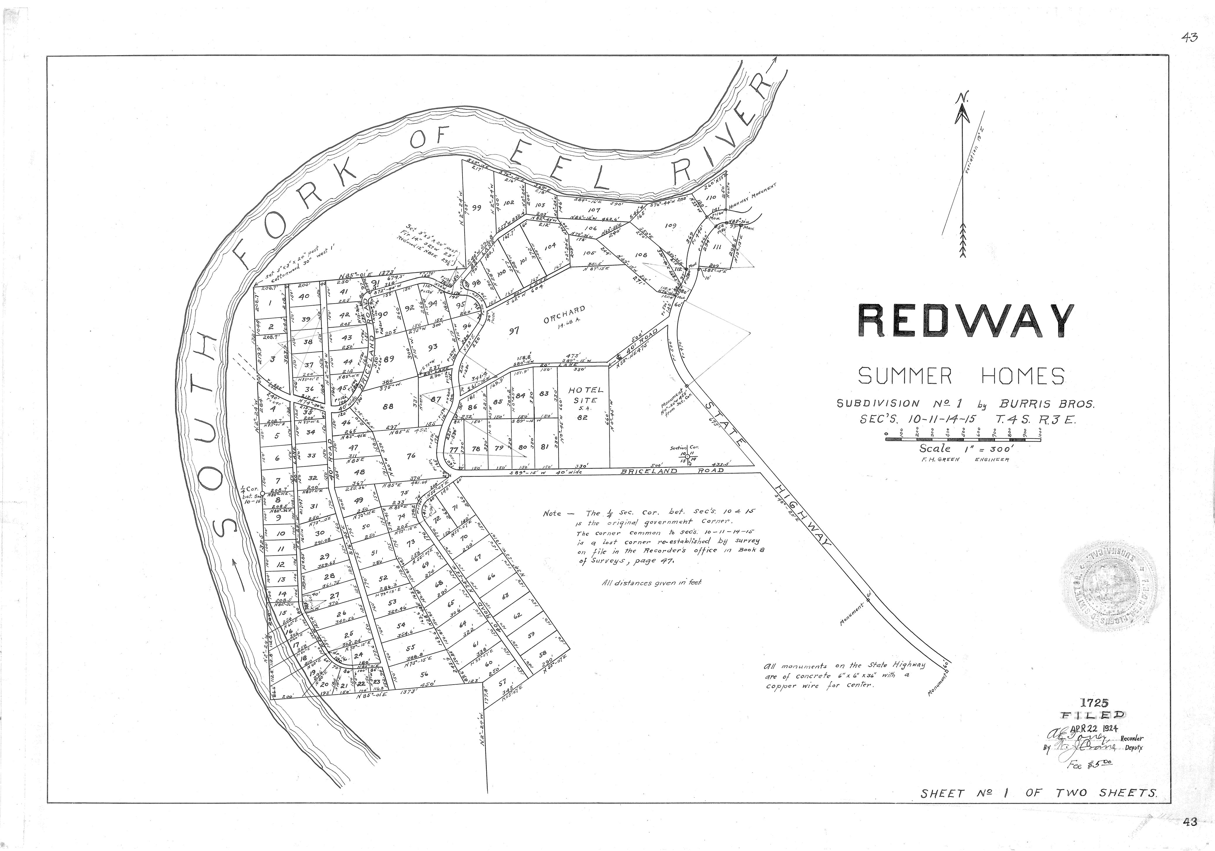 Book 11 Page 43 of Map Type RM