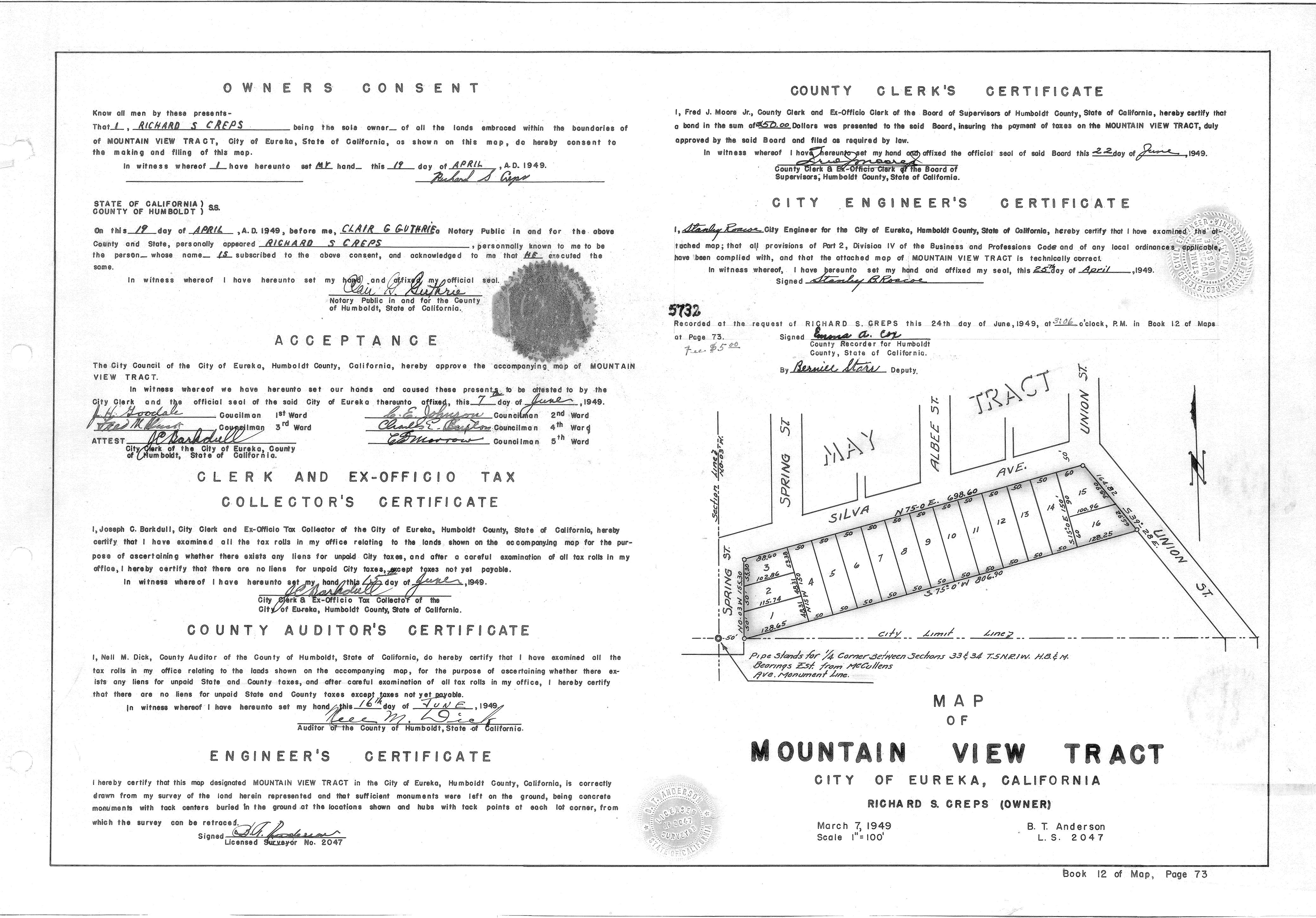 Book 12 Page 73 of Map Type RM