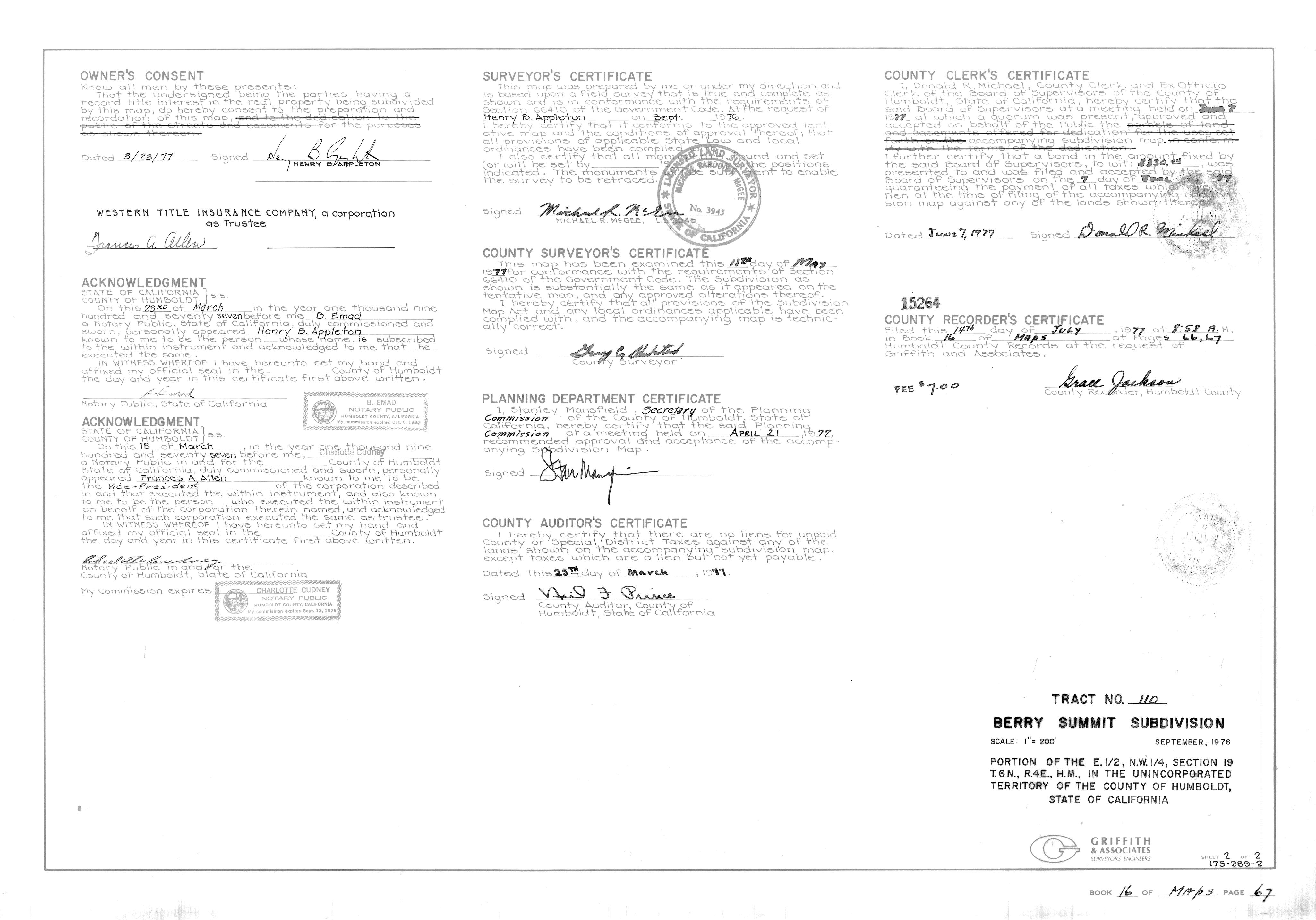 Book 16 Page 67 of Map Type RM