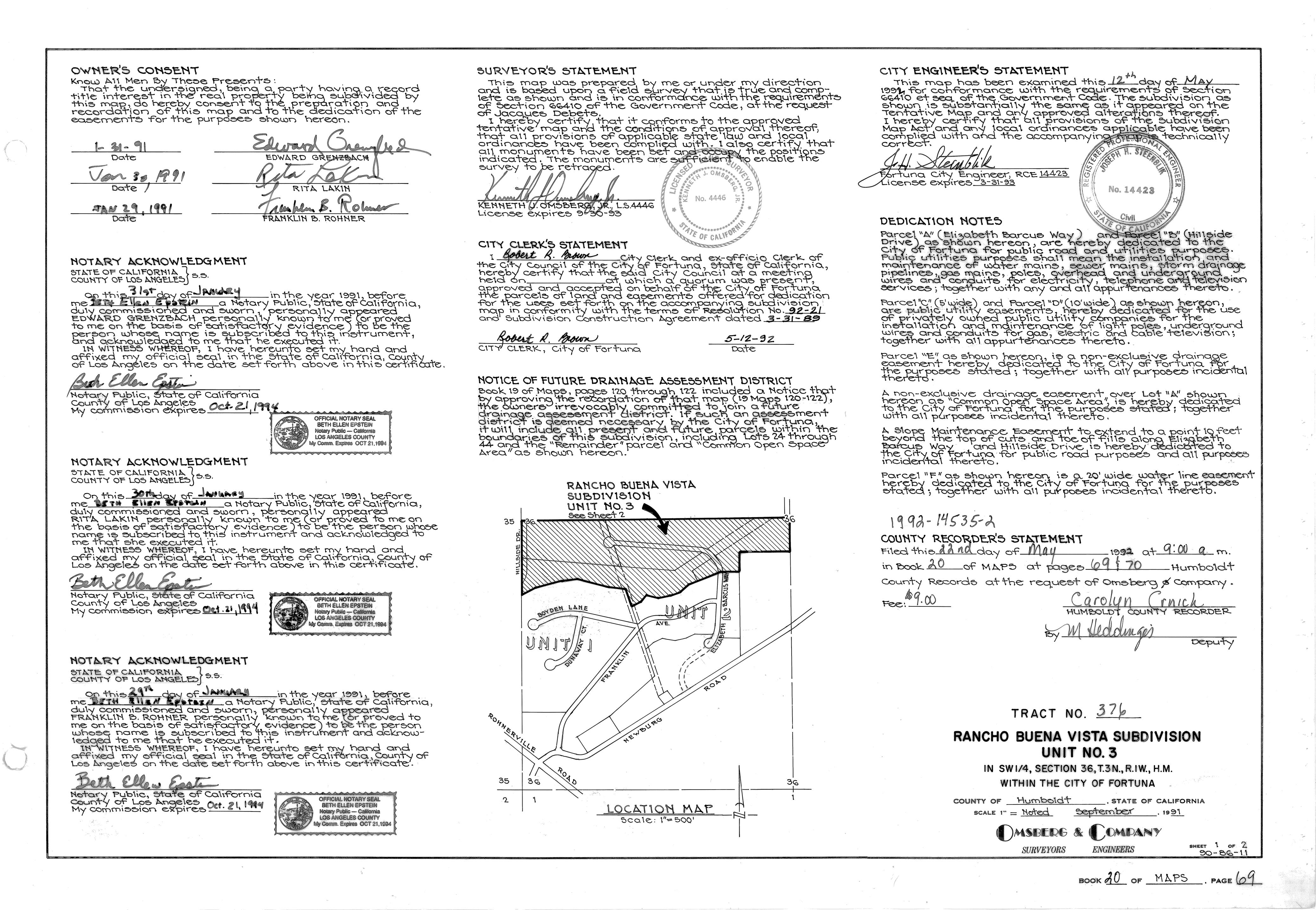 Book 20 Page 69 of Map Type RM