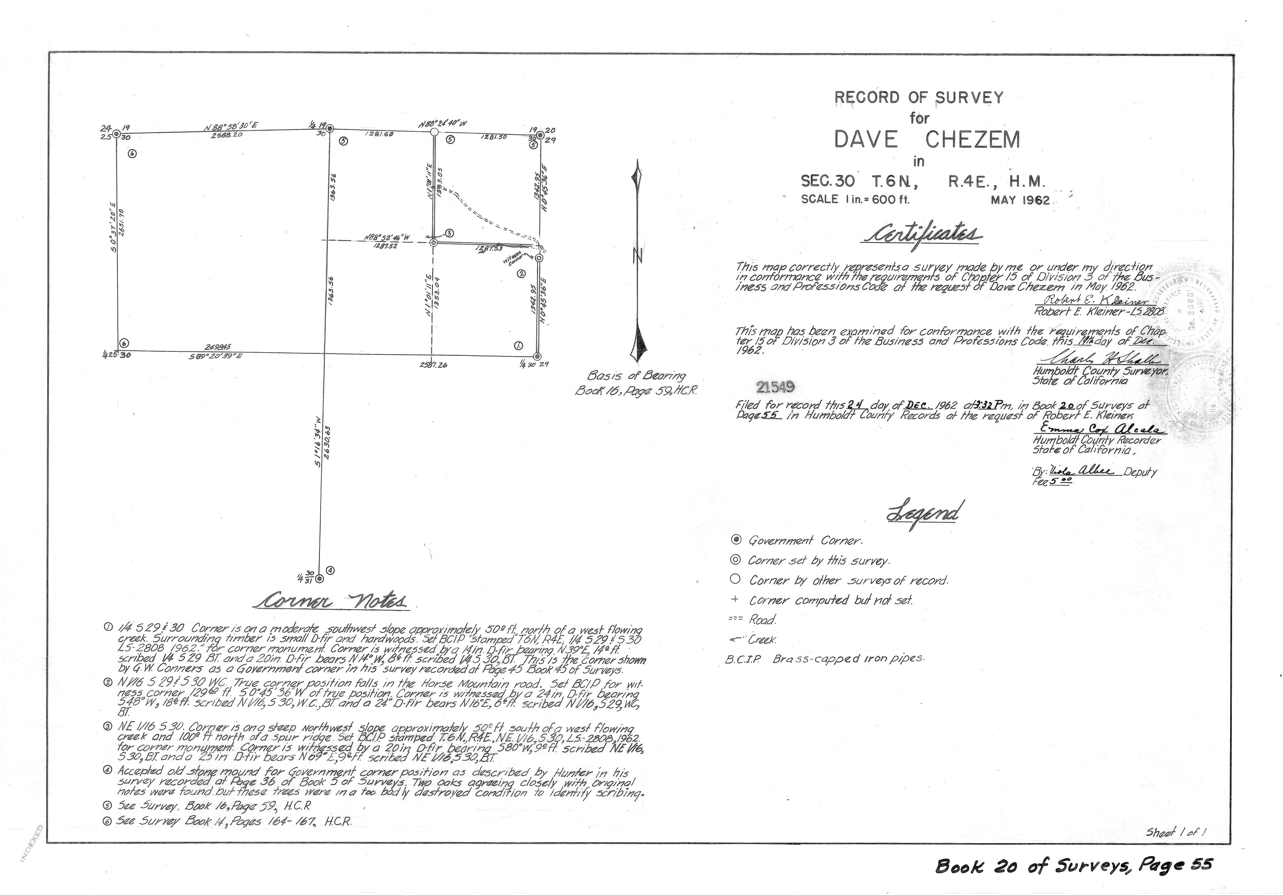 Book 20 Page 55 of Map Type RS