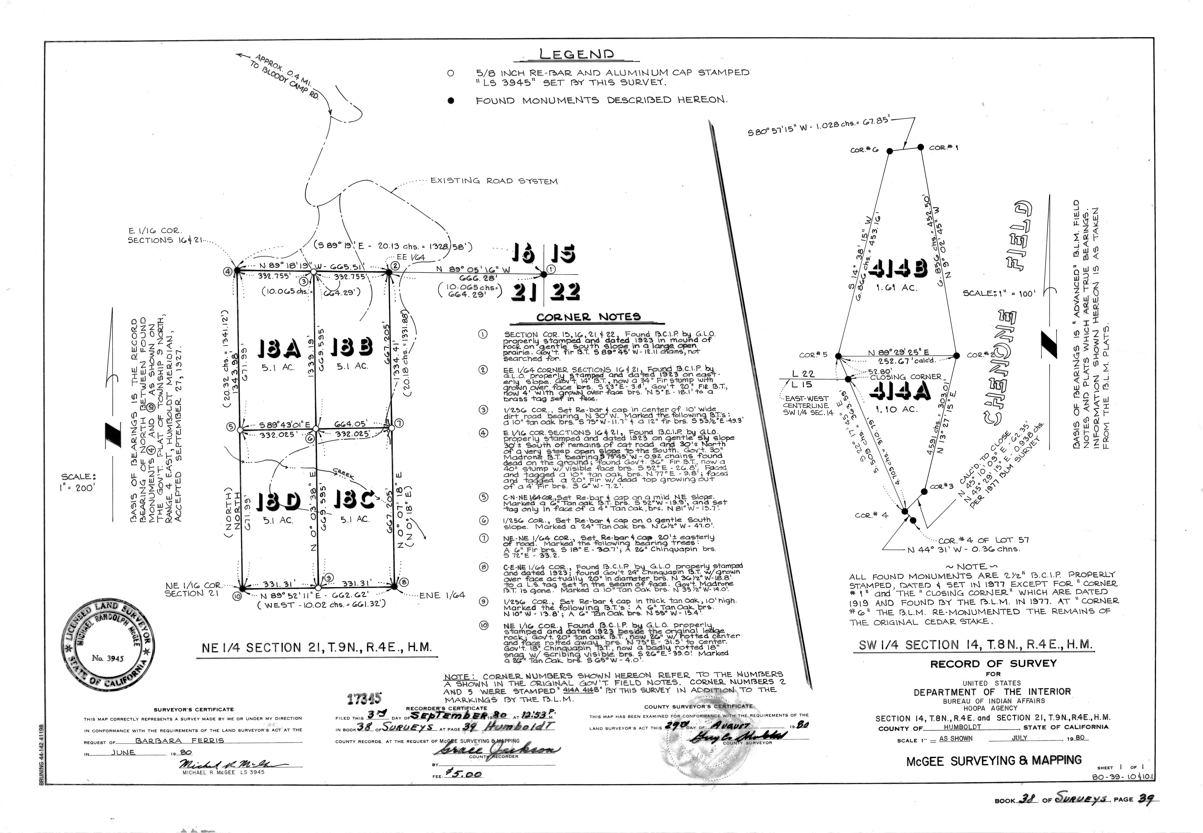 Book 38 Page 39 of Map Type RS