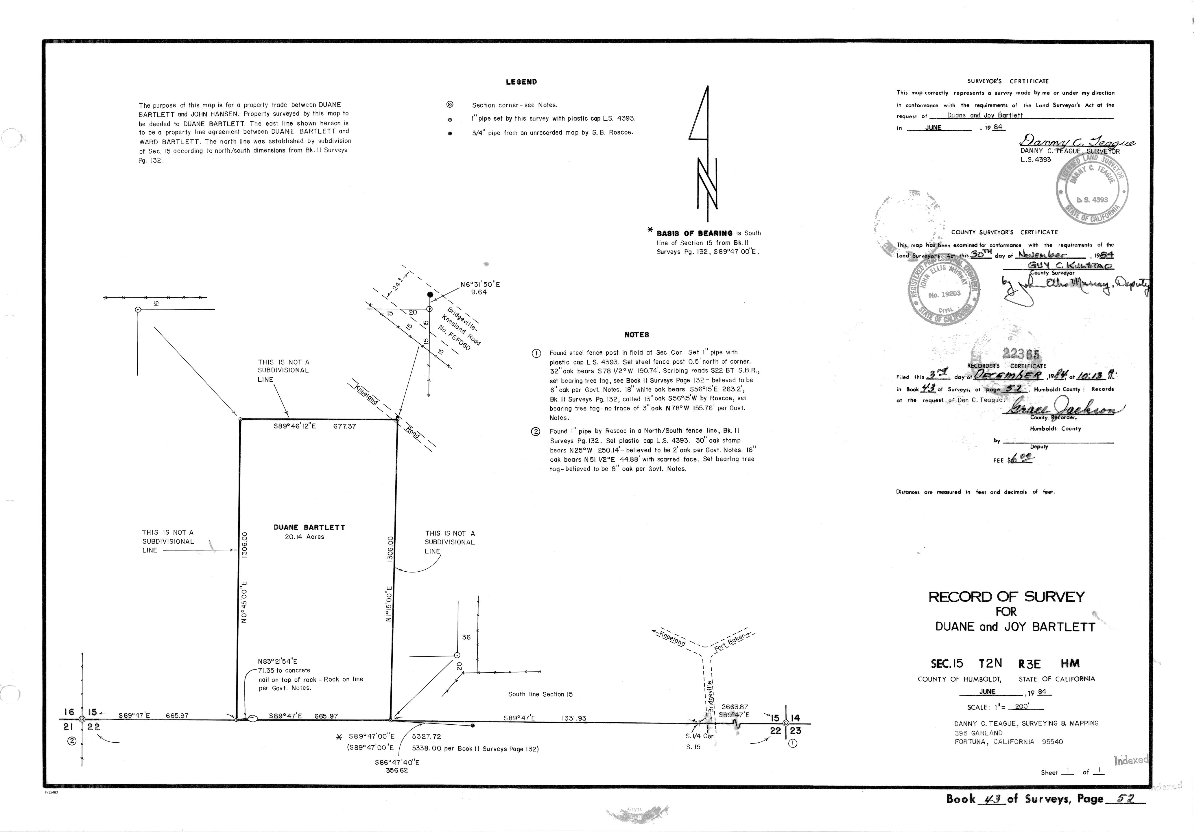 Book 43 Page 52 of Map Type RS