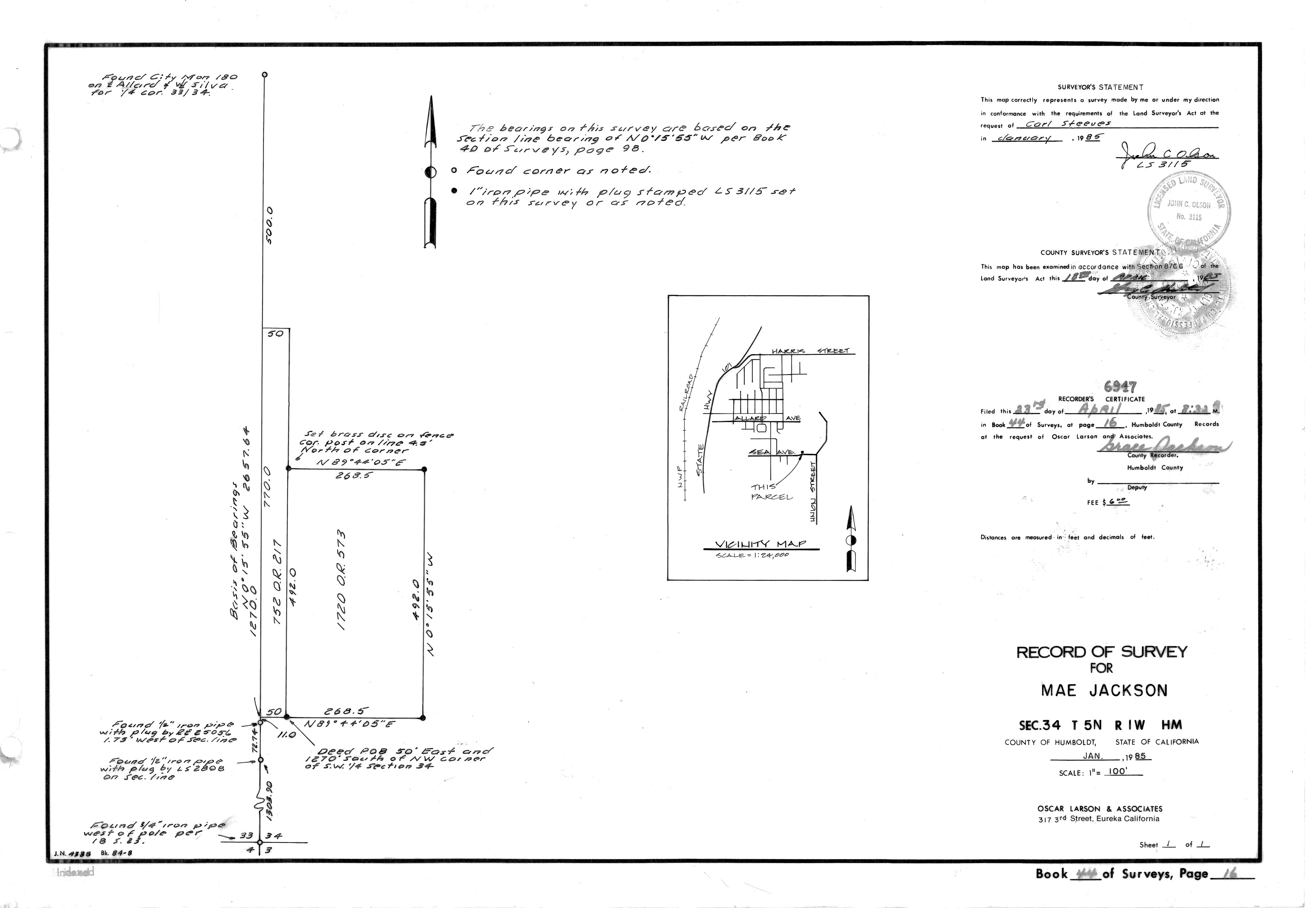 Book 44 Page 16 of Map Type RS