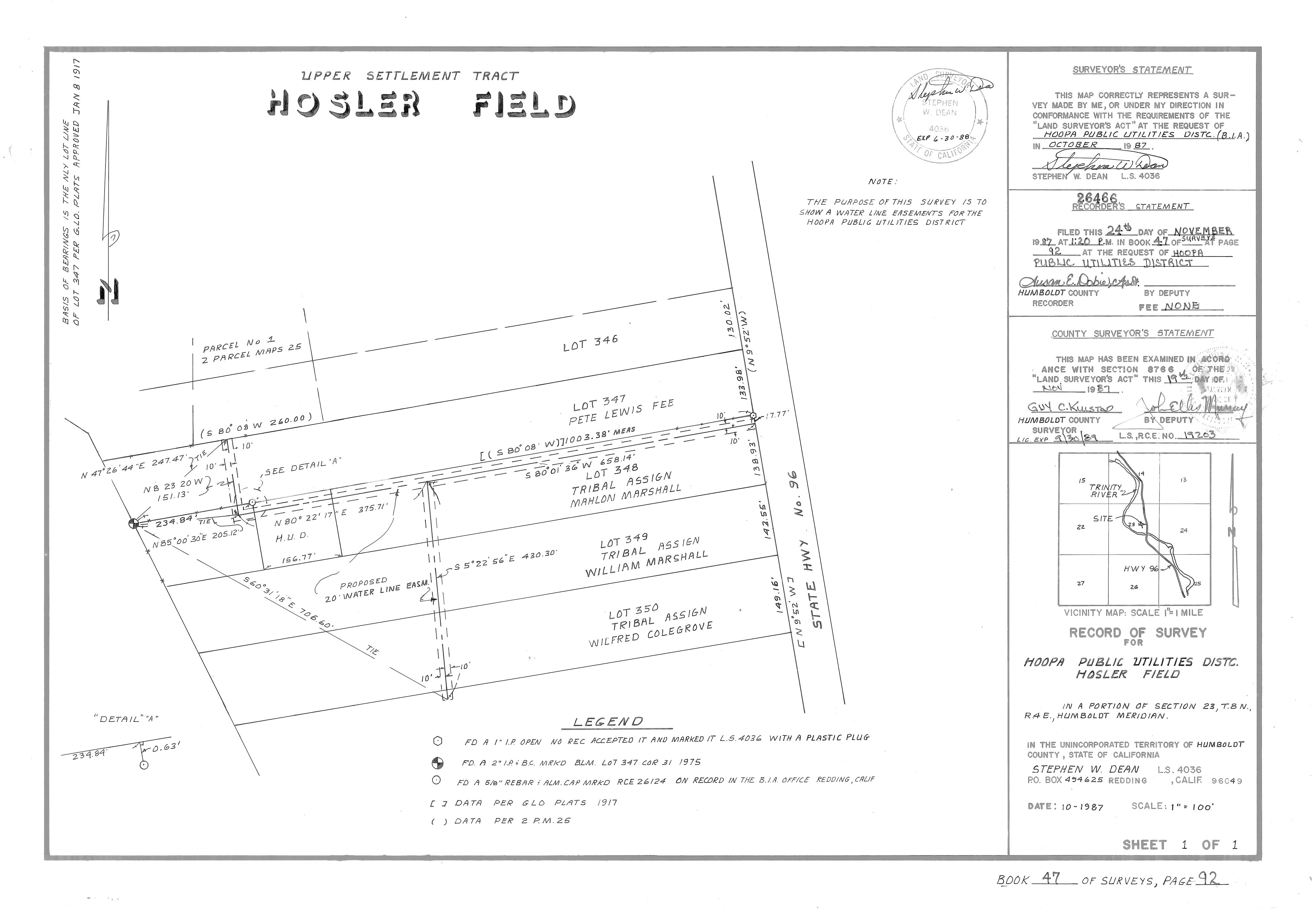 Book 47 Page 92 of Map Type RS