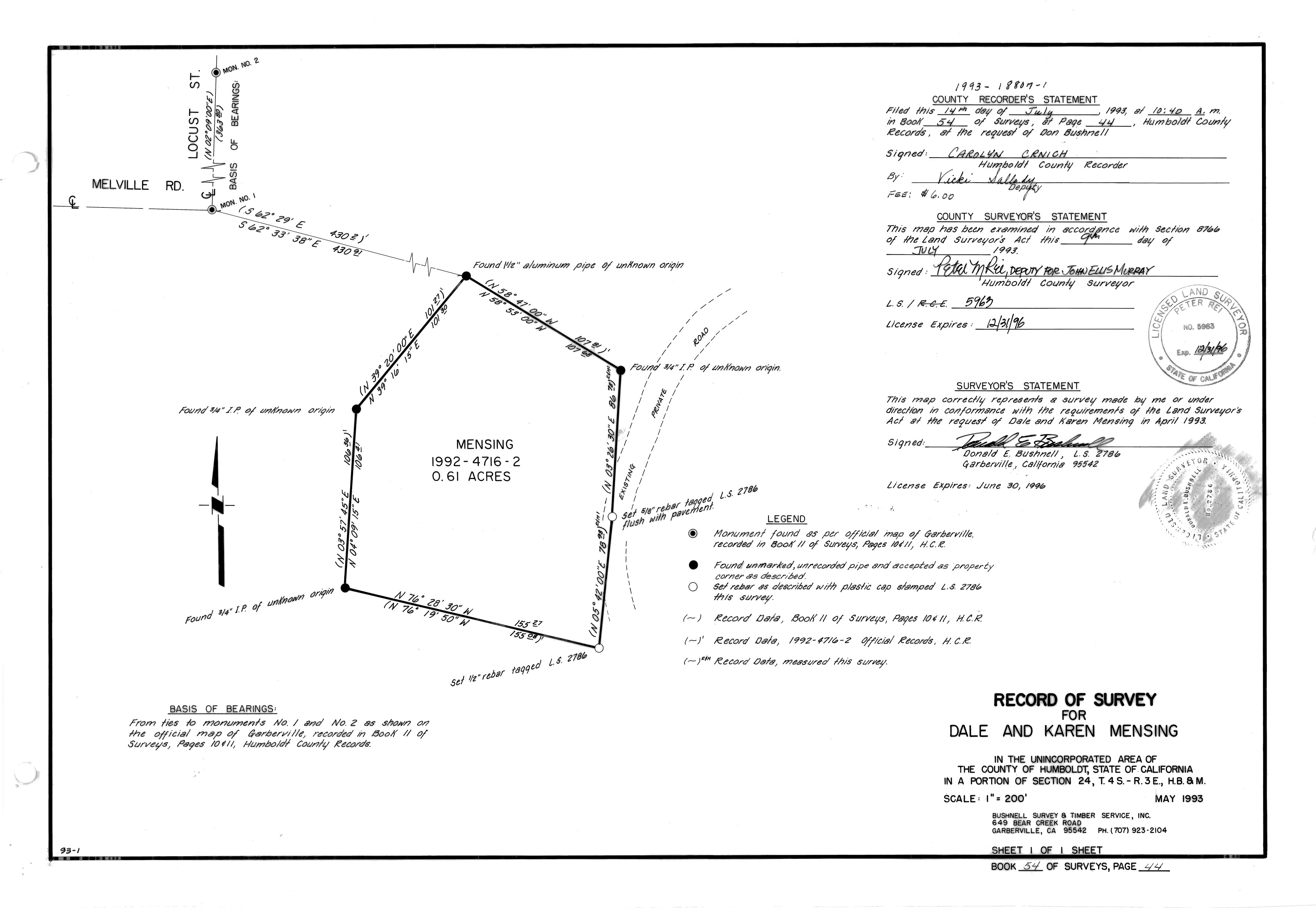 Book 54 Page 44 of Map Type RS