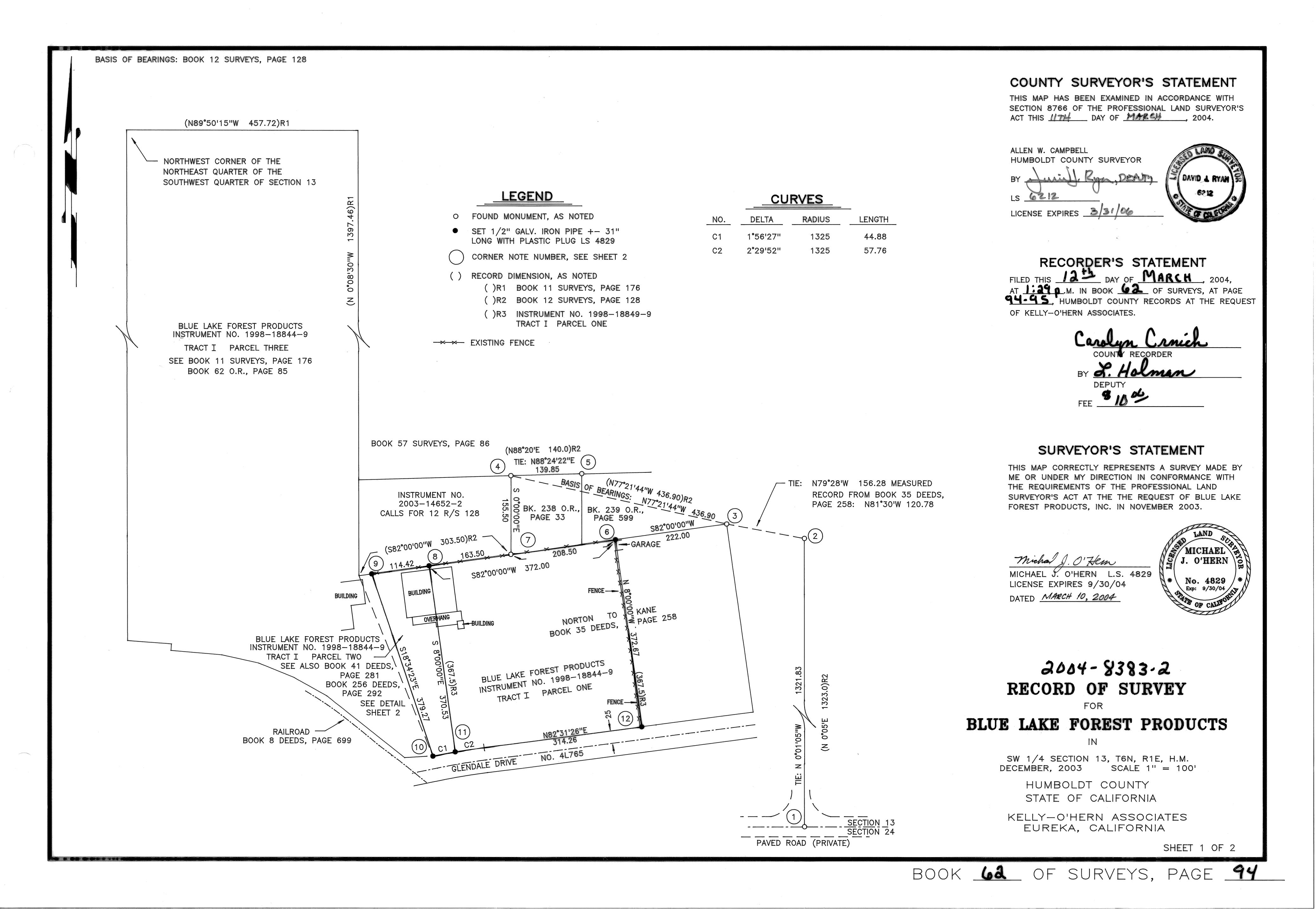 Book 62 Page 94 of Map Type RS